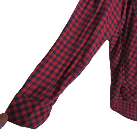 LEE RIDERS Shape Illusions Red & Navy Plaid Button Up Casual Shirt | Plus XXL - Picture 2 of 6